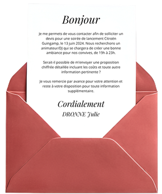 Lettre mail prestataire